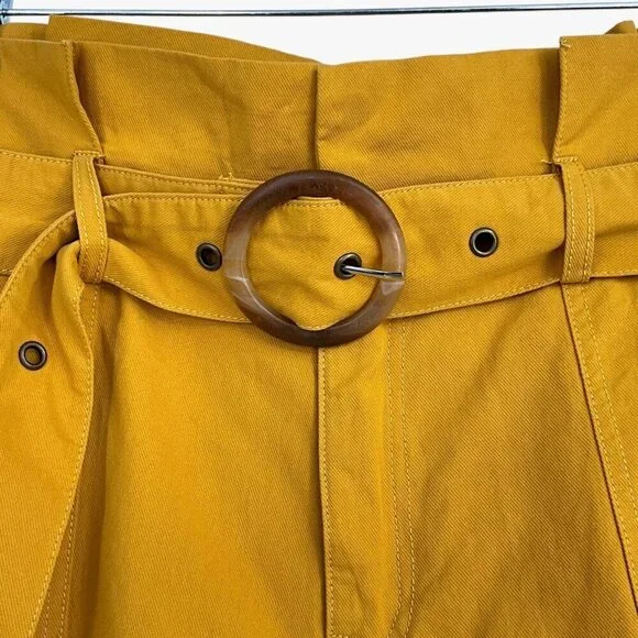NWT MINKPINK Riley Paperbag Utility Short Mustard Yellow Belted Cuffed Size M - Picture 4 of 11